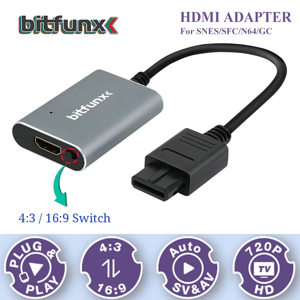Retro Gaming Zone - Bitfunx 720P Svideo/AV naar HDMI Adapter