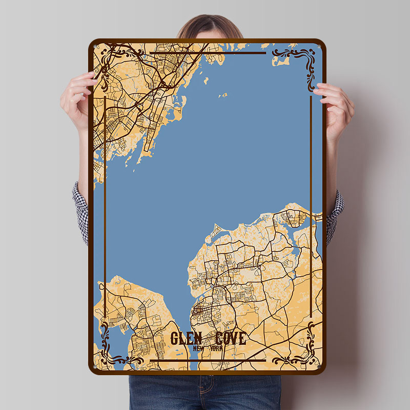 Glen Cove New York Kaart Tinpl - Retro Gaming York recensie en prijs